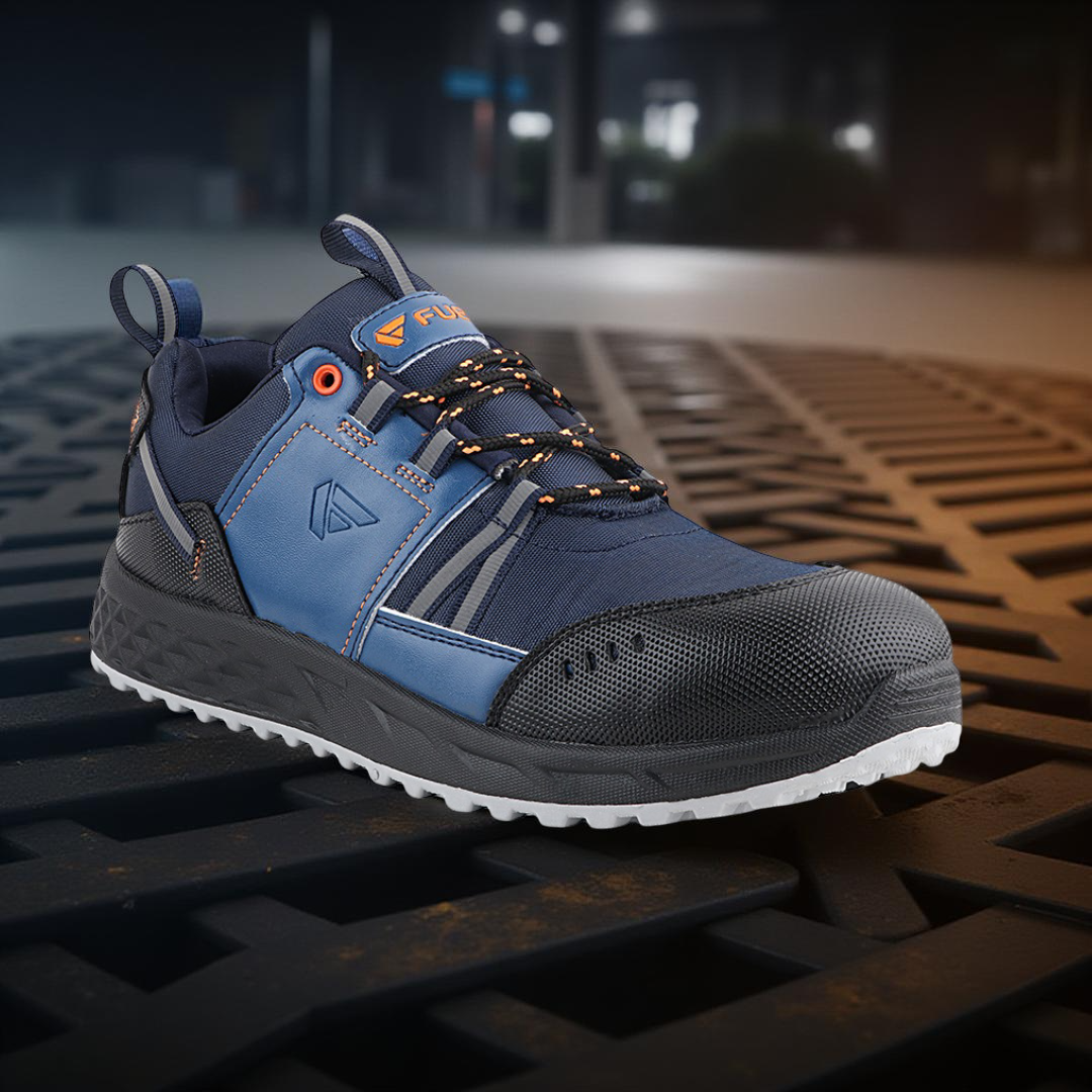 FUEL Flute Industrial Steel Toe Safety Shoes for Men in Synthetic Upper & PVC double density Sole (Blue)