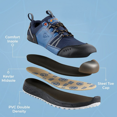 FUEL Flute Industrial Steel Toe Safety Shoes for Men in Synthetic Upper & PVC double density Sole (Blue)