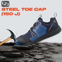 FUEL Flute Industrial Steel Toe Safety Shoes for Men in Synthetic Upper & PVC double density Sole (Blue)
