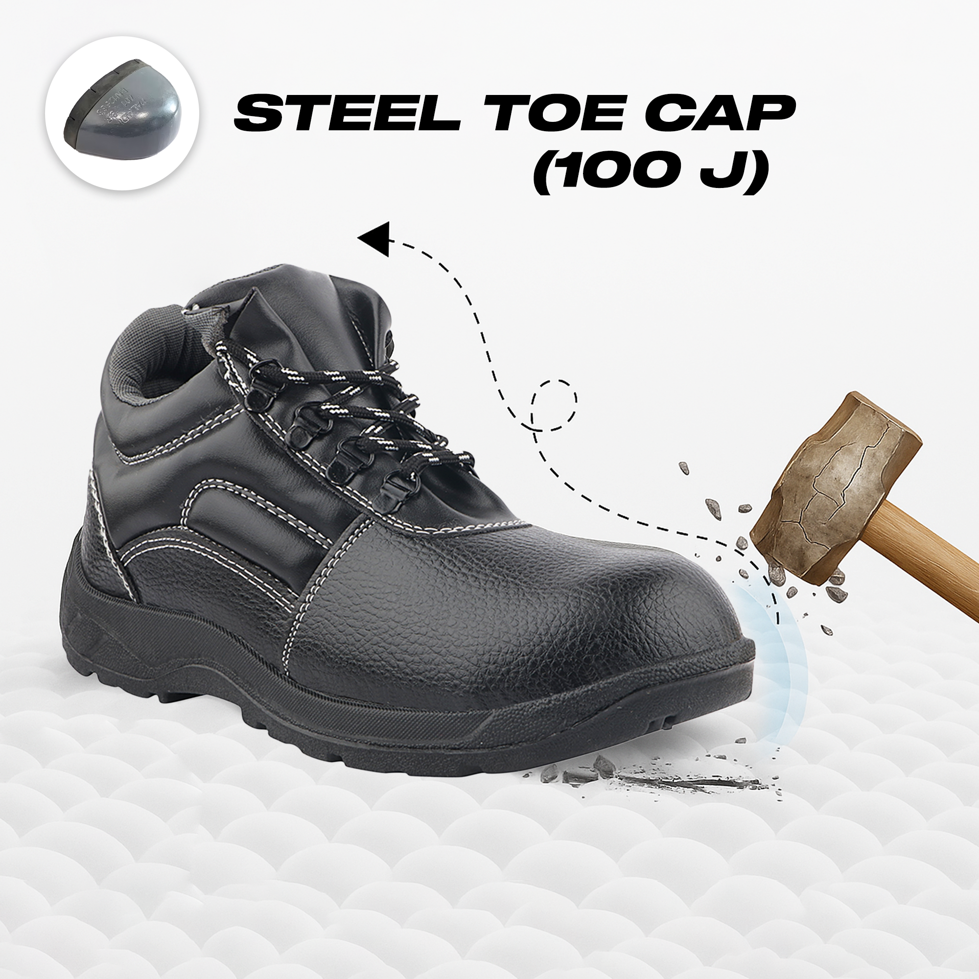 Fuel Arsenal HC Safety Shoe For Men's Steel Toe Cap With Single Density PVC Sole (Black)