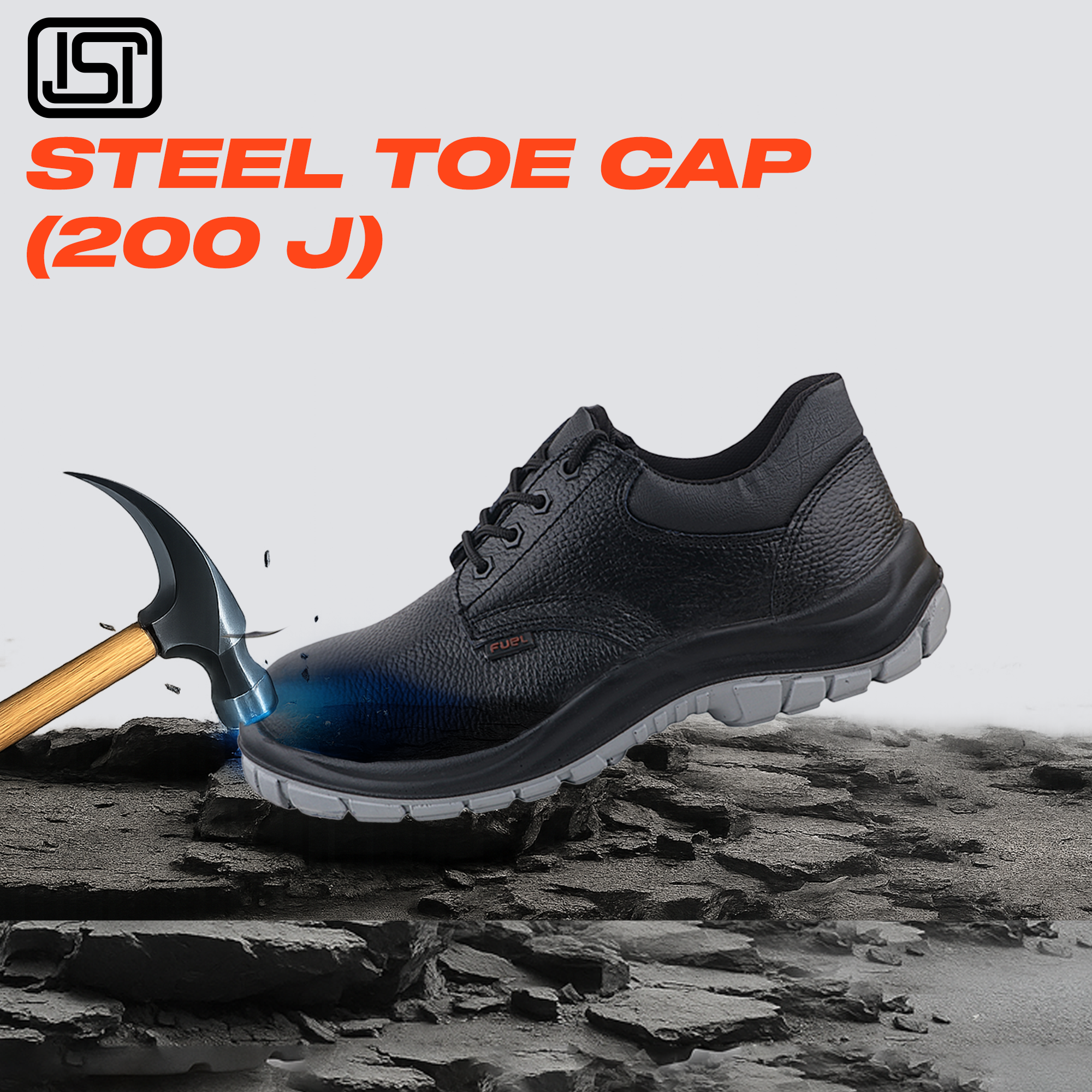 FUEL ICON DD Industrial Safety Shoes with Grain Leather & PU Double Density Sole Steel Toe Energy Absorption(200J)  for Men