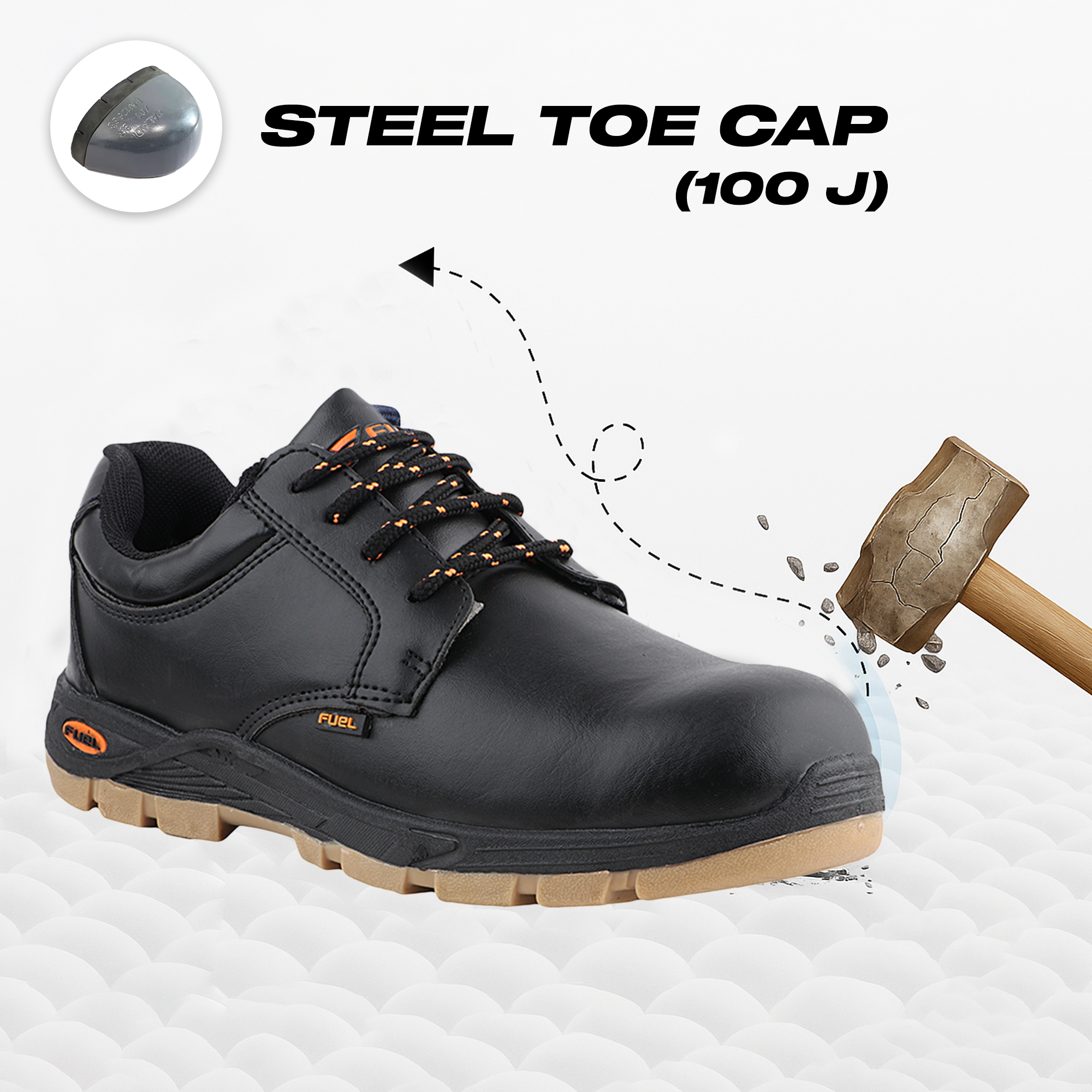 FUEL Comfortable and breathable Jordan LC 2 PVC Safety Shoes with 100J fit at every work and style (Black)