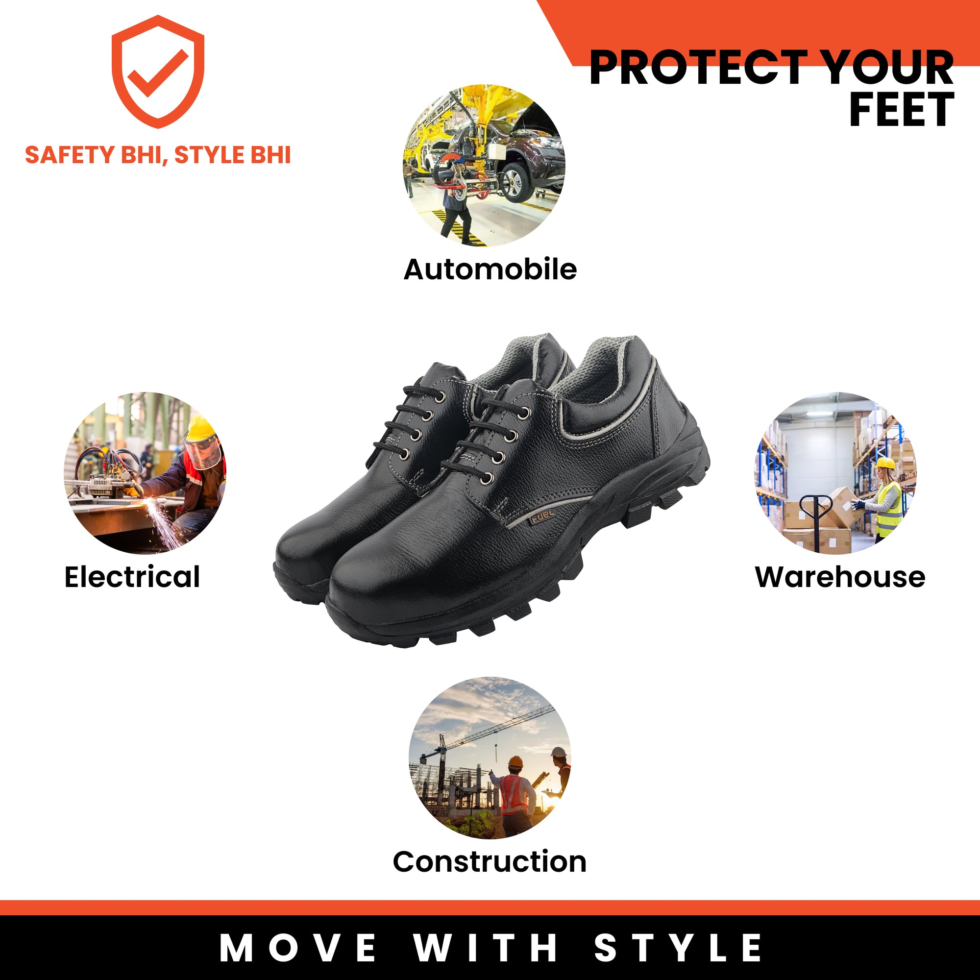 Fuel Leon R Safety Shoes for Men's (Black)