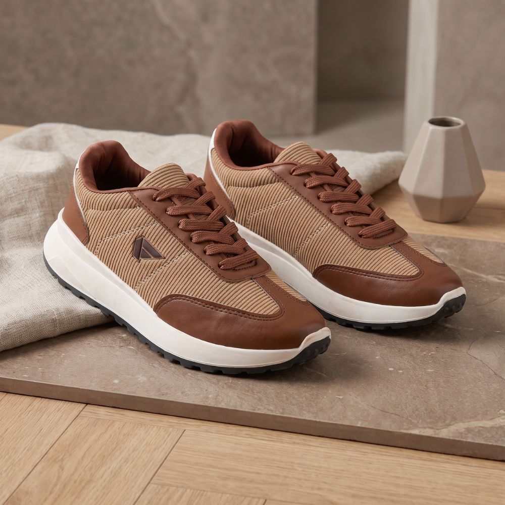FUEL Neostep-04 Lightweight & Durable with Stylish Corduroy Cushioned Comfort Durable PVC Sole for Men's (Brown)