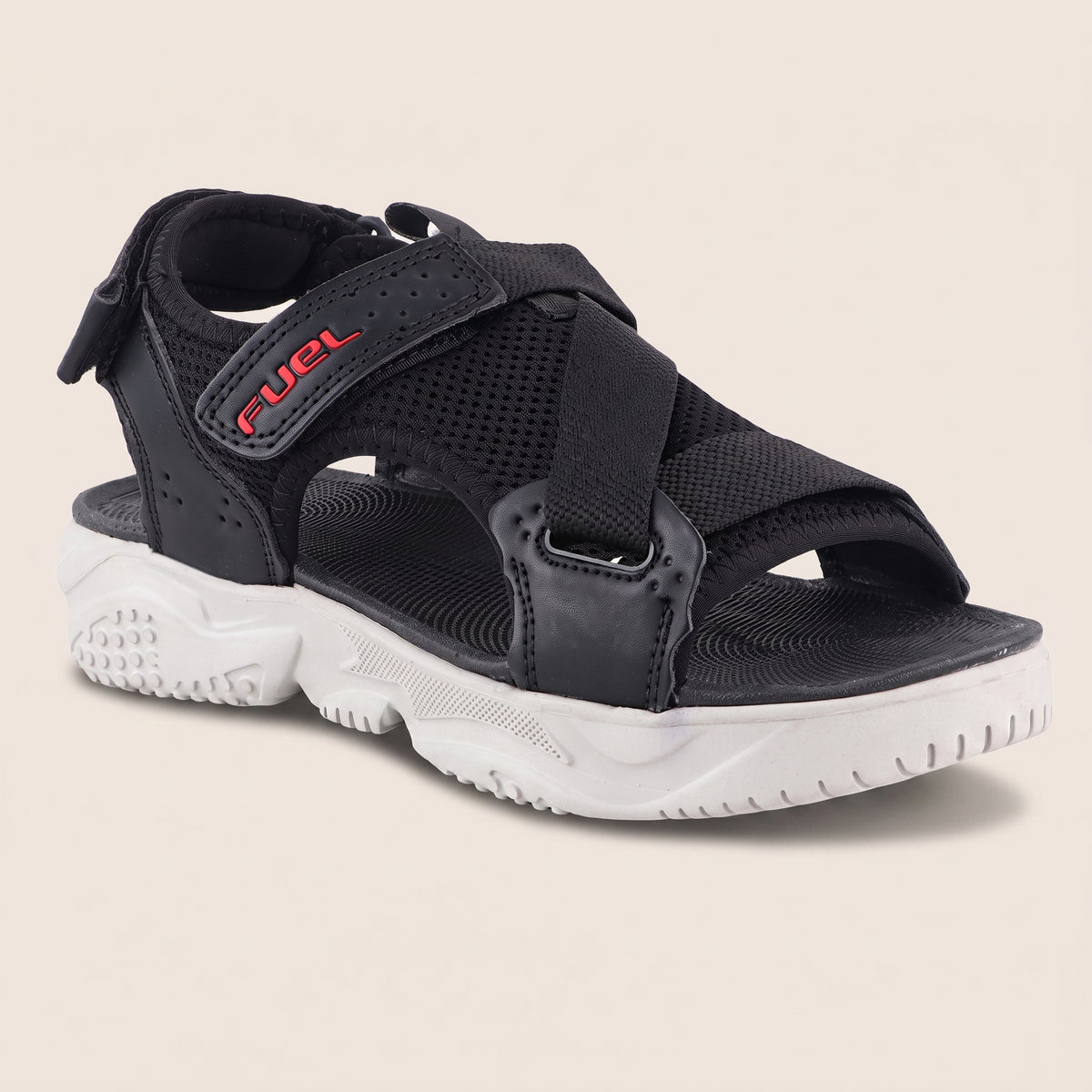 FUEL Gabbro Chunky Sports Sandals for Men (Black-White)