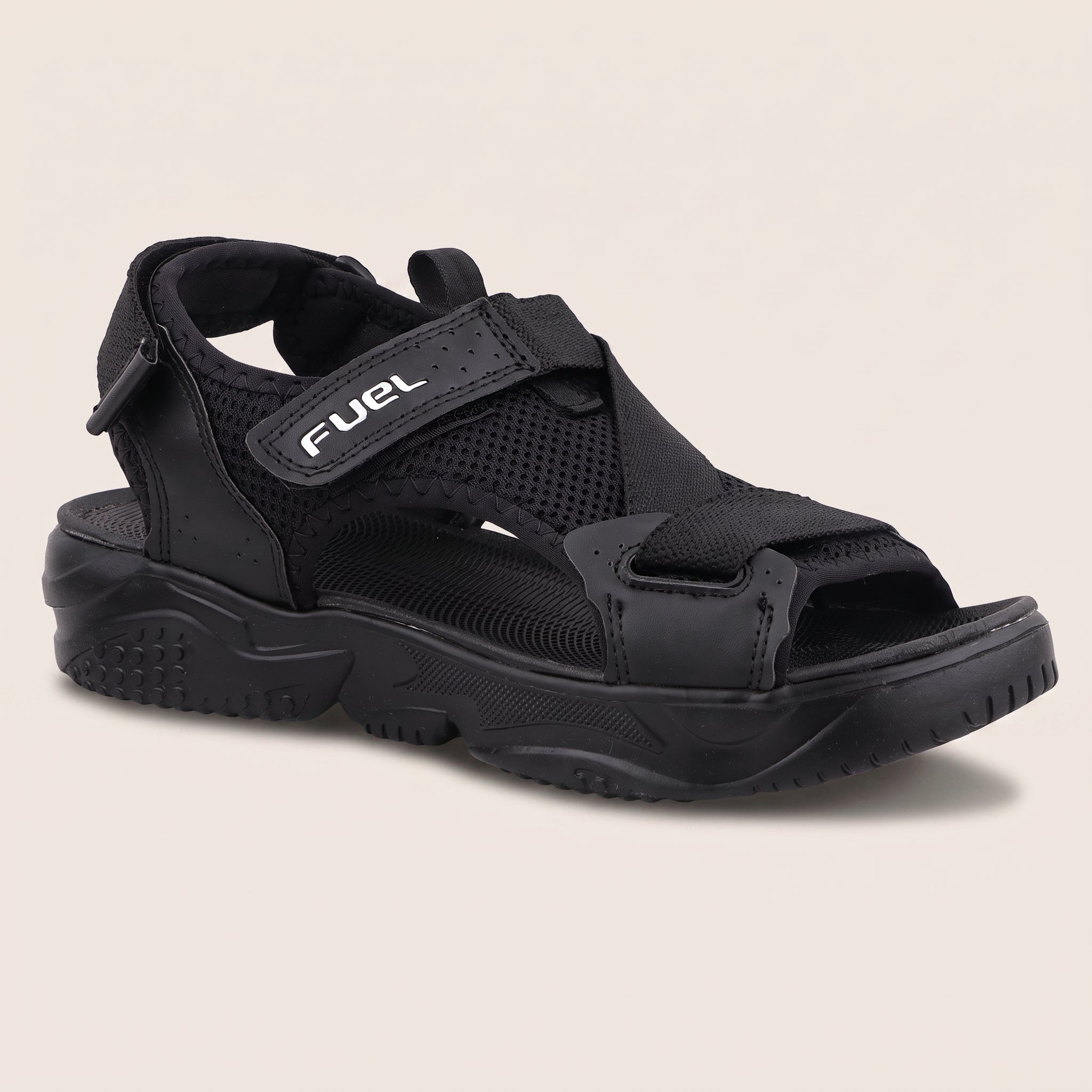 FUEL Gabbro Chunky Sports Sandals for Men (Black)
