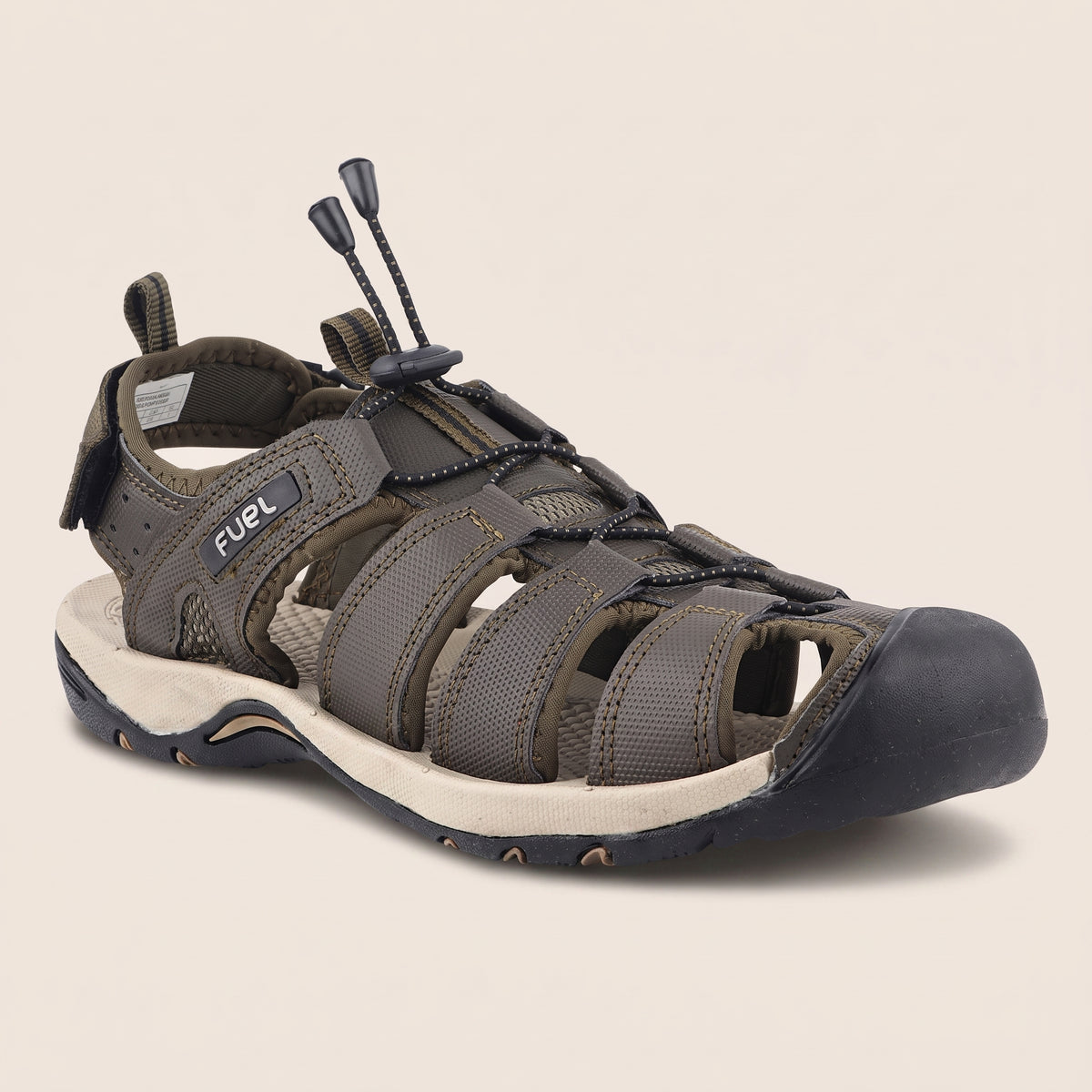FUEL Soldier-08 Fisherman Protective Toe Cap Sandals for Men (Olive)