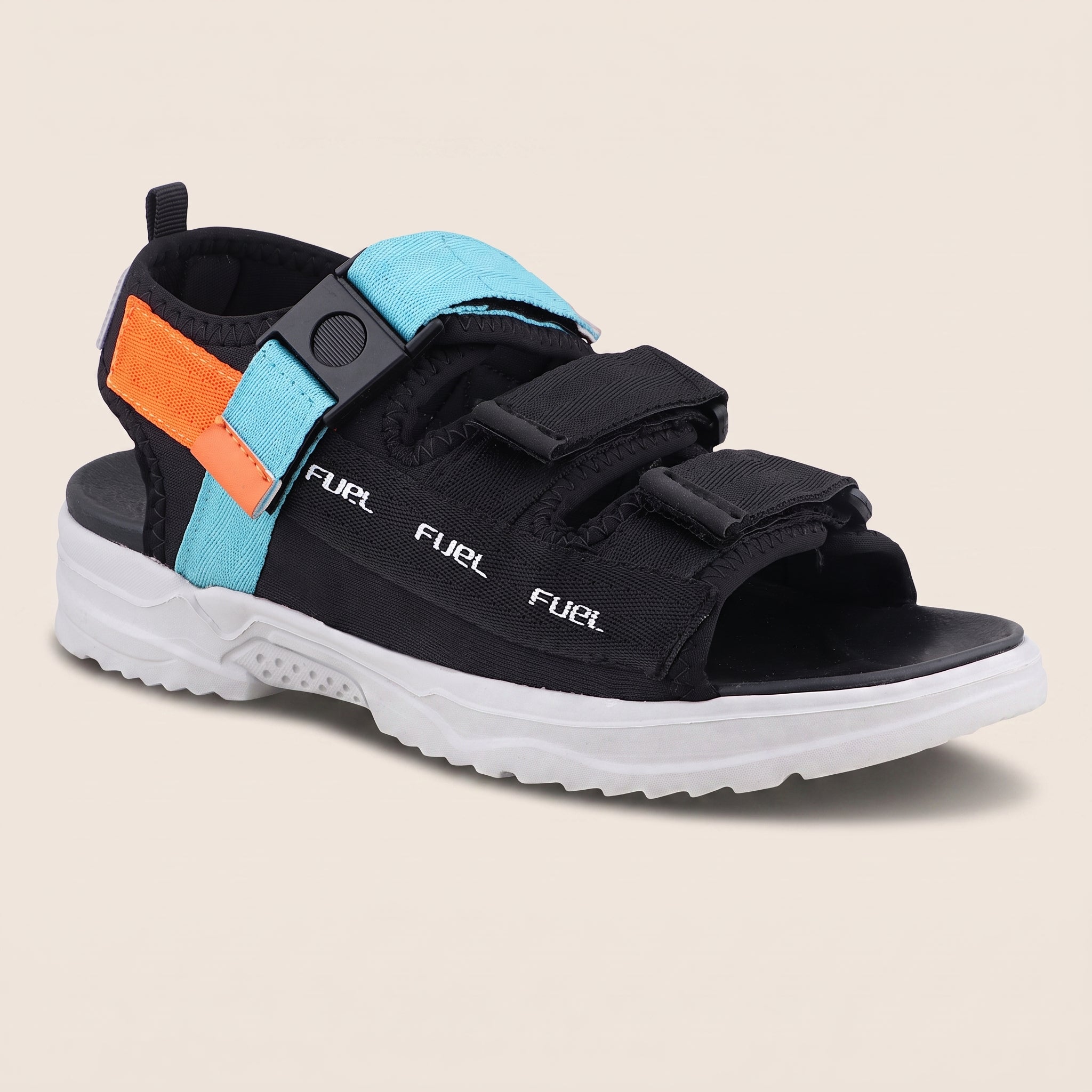 FUEL Combat-05 Comfortable and Stylish Casual Sandals For Men's (Black)