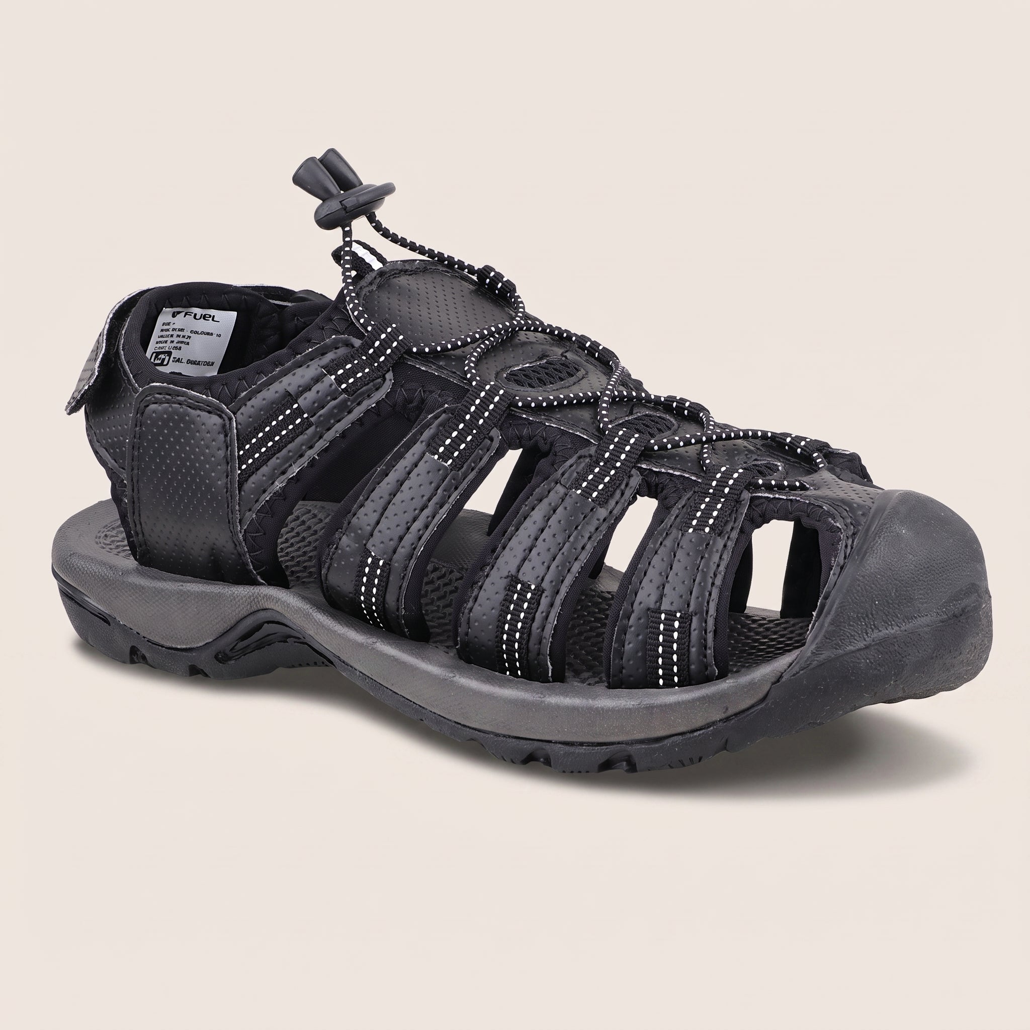 FUEL Soldier-14 Daily-wear Slip Resistant Fishermen Sandal for Men (Black)