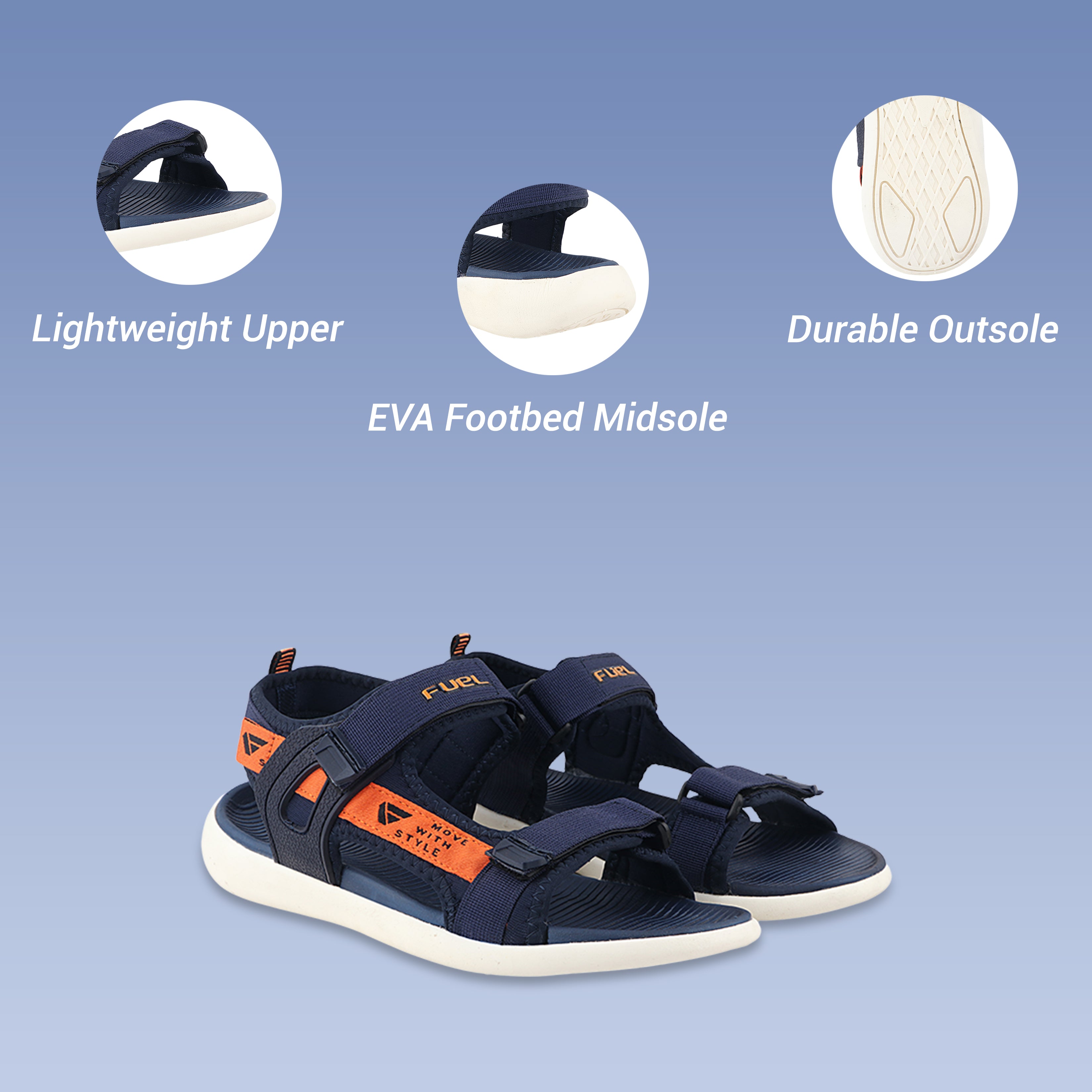 Fuel Power-02 Sandals For Men's (Navy-Orange)