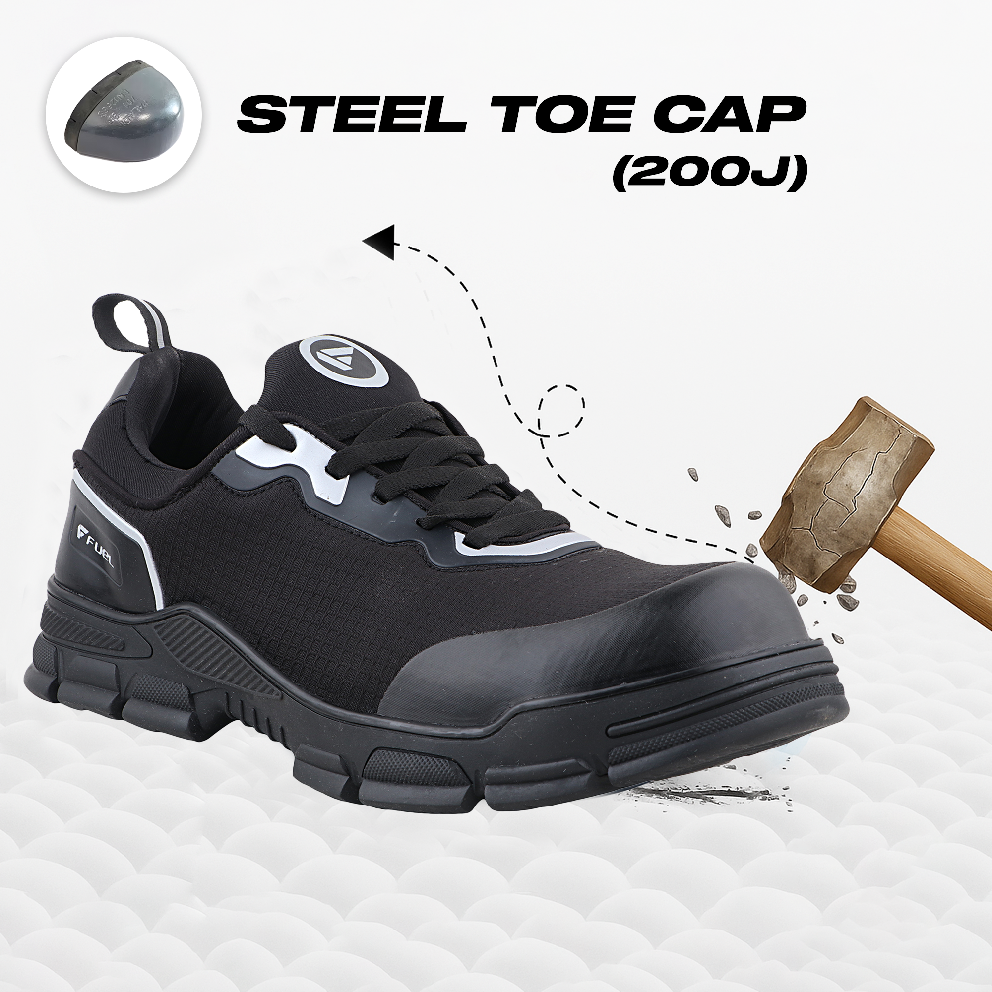 FUEL Reevon-01 Safety Shoes with Fabric Upper, Nitrile Rubber Sole & Non-Metallic 200J Toe Cap