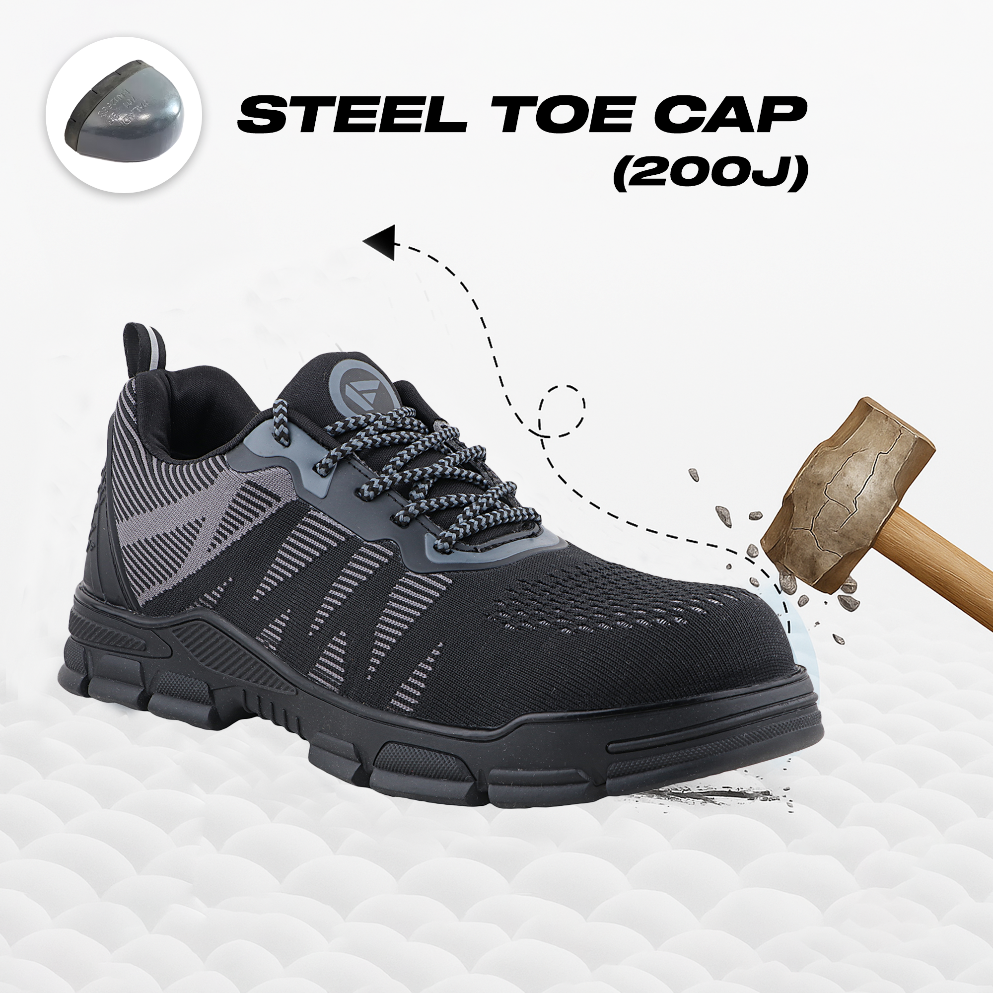 FUEL Reevon-02 Lightweight Safety Shoes with Knitted Fabric Upper, Kevlar Insole & Non-Metallic Toe Cap (200J)