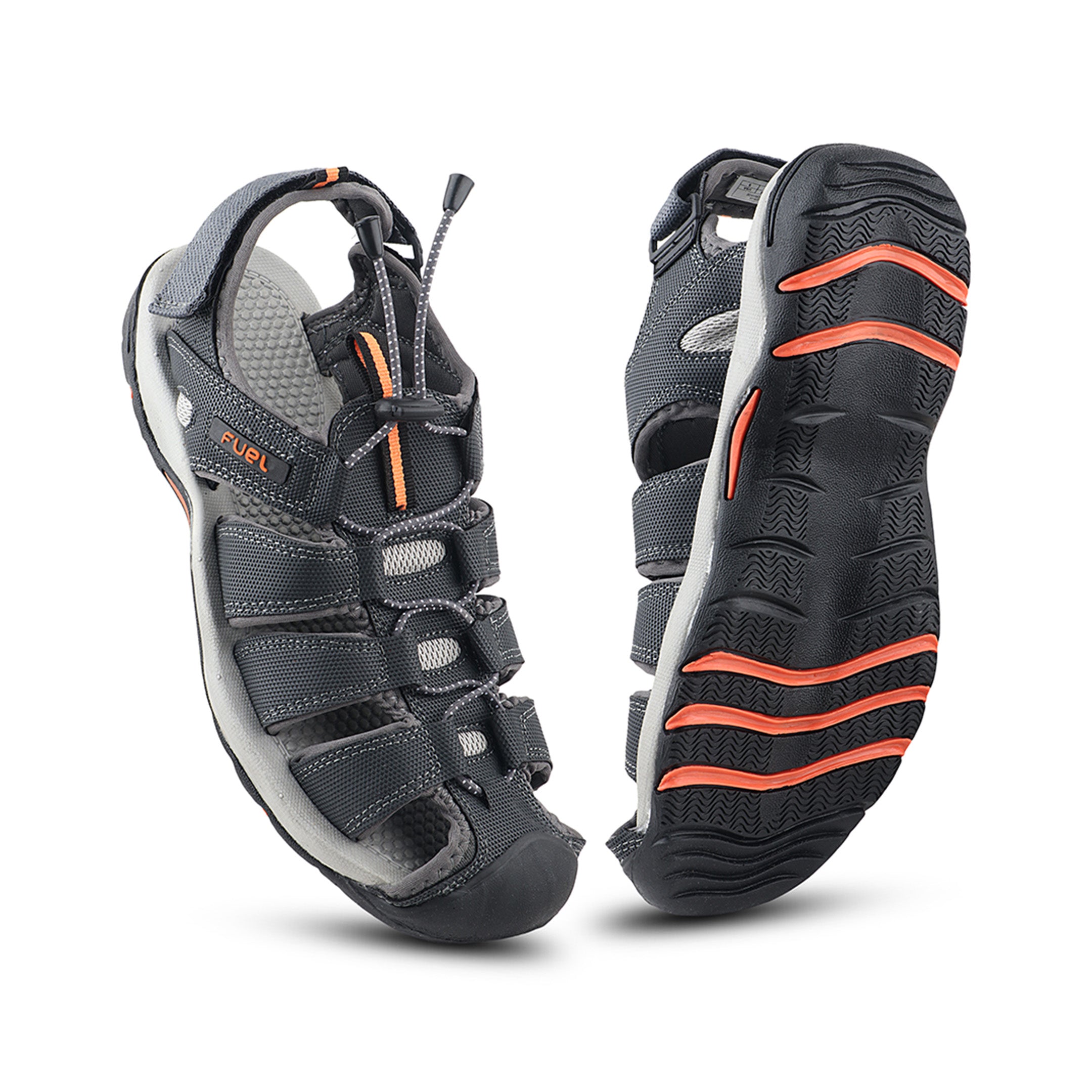 FUEL Soldier-10 Fisherman Protective Toe Cap with Durable Upper & Soft Cushioning Sandals for Men's (Grey)
