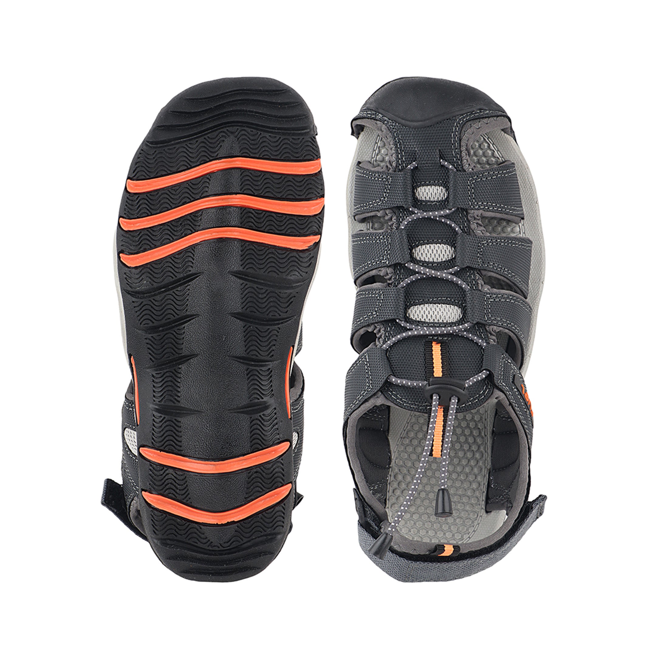FUEL Soldier-10 Fisherman Protective Toe Cap with Durable Upper & Soft Cushioning Sandals for Men's (Grey)