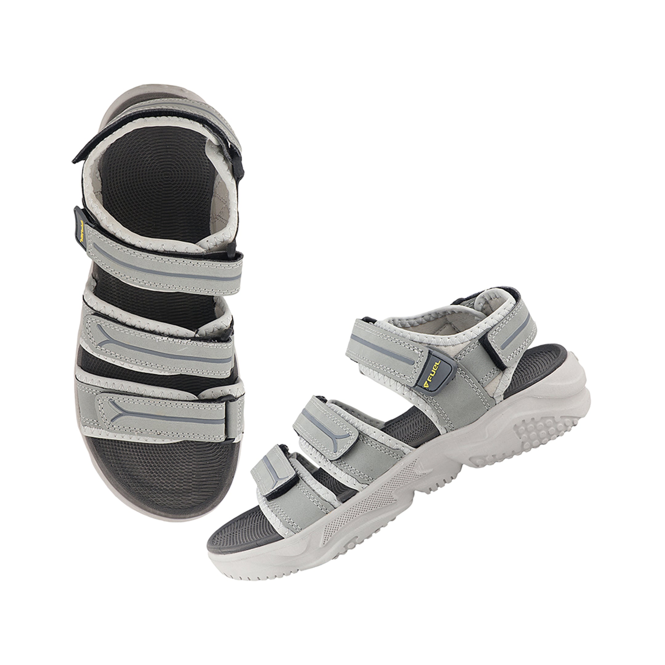 FUEL Keta-01 Comfortable & Lightweight with Soft Cushioning Sports Sandals for Men's (Grey)