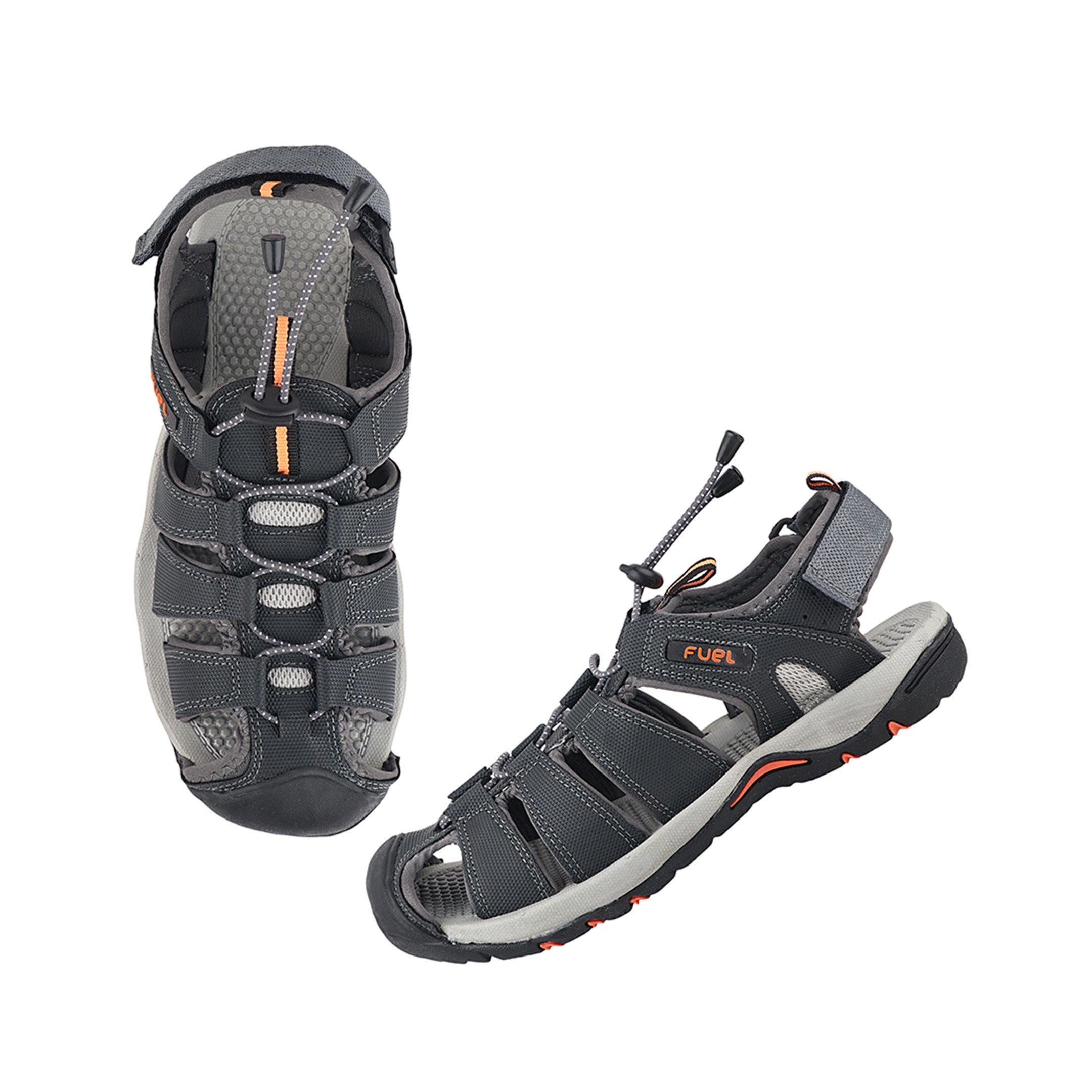 FUEL Soldier-10 Fisherman Protective Toe Cap with Durable Upper & Soft Cushioning Sandals for Men's (Grey)