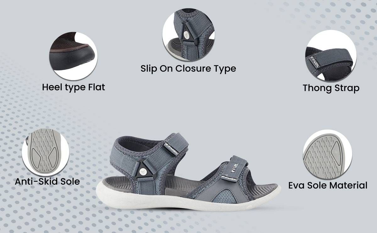 FUEL Soldier-14 Daily-wear Slip Resistant Fishermen Sandal for Men (Black)