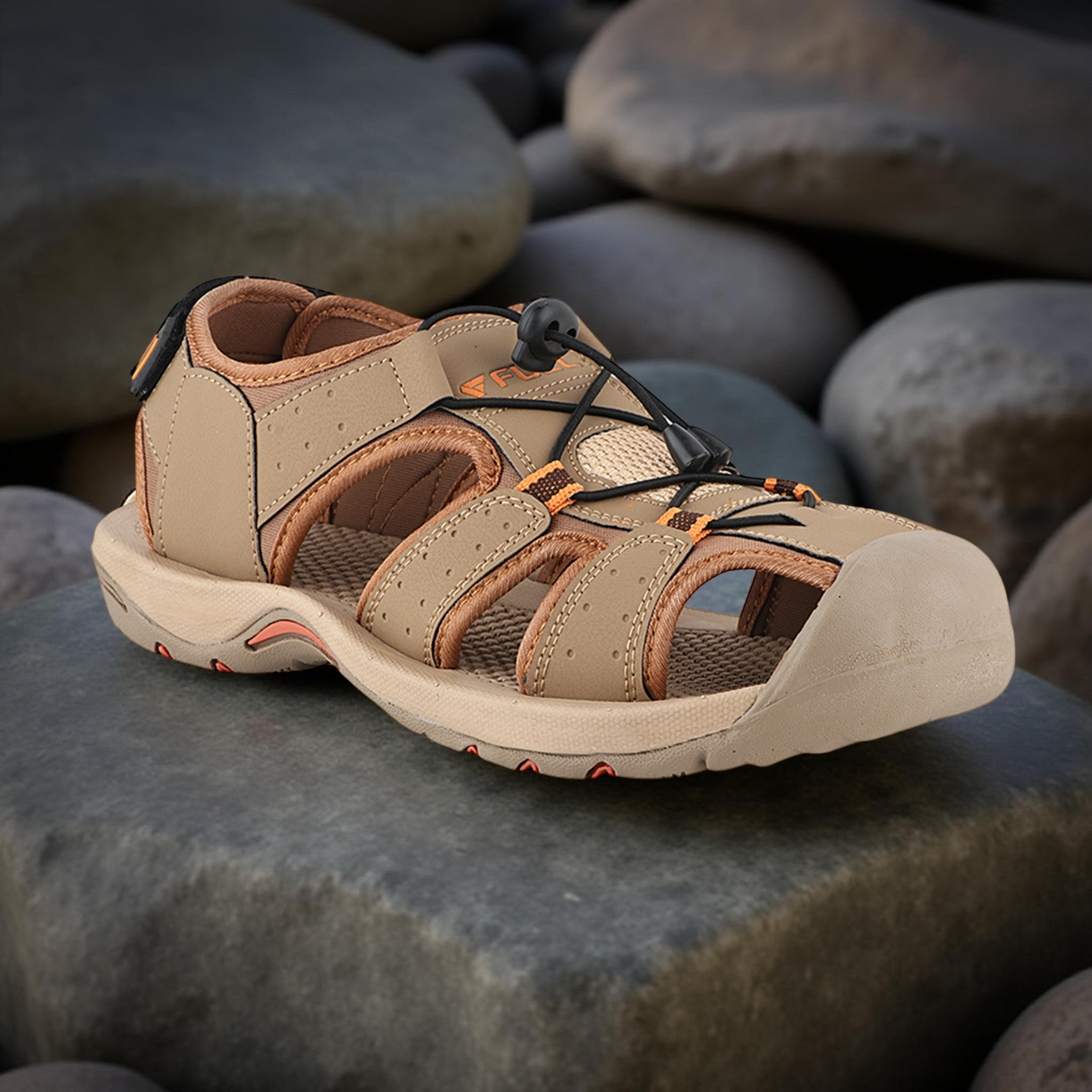 FUEL Soldier-02 Flexible Fisherman Sandals for Men in Comfortable & Breathable Casual Sandals in Protective Bump Toe with Anti-Skid Outdoor & Sports Footwear