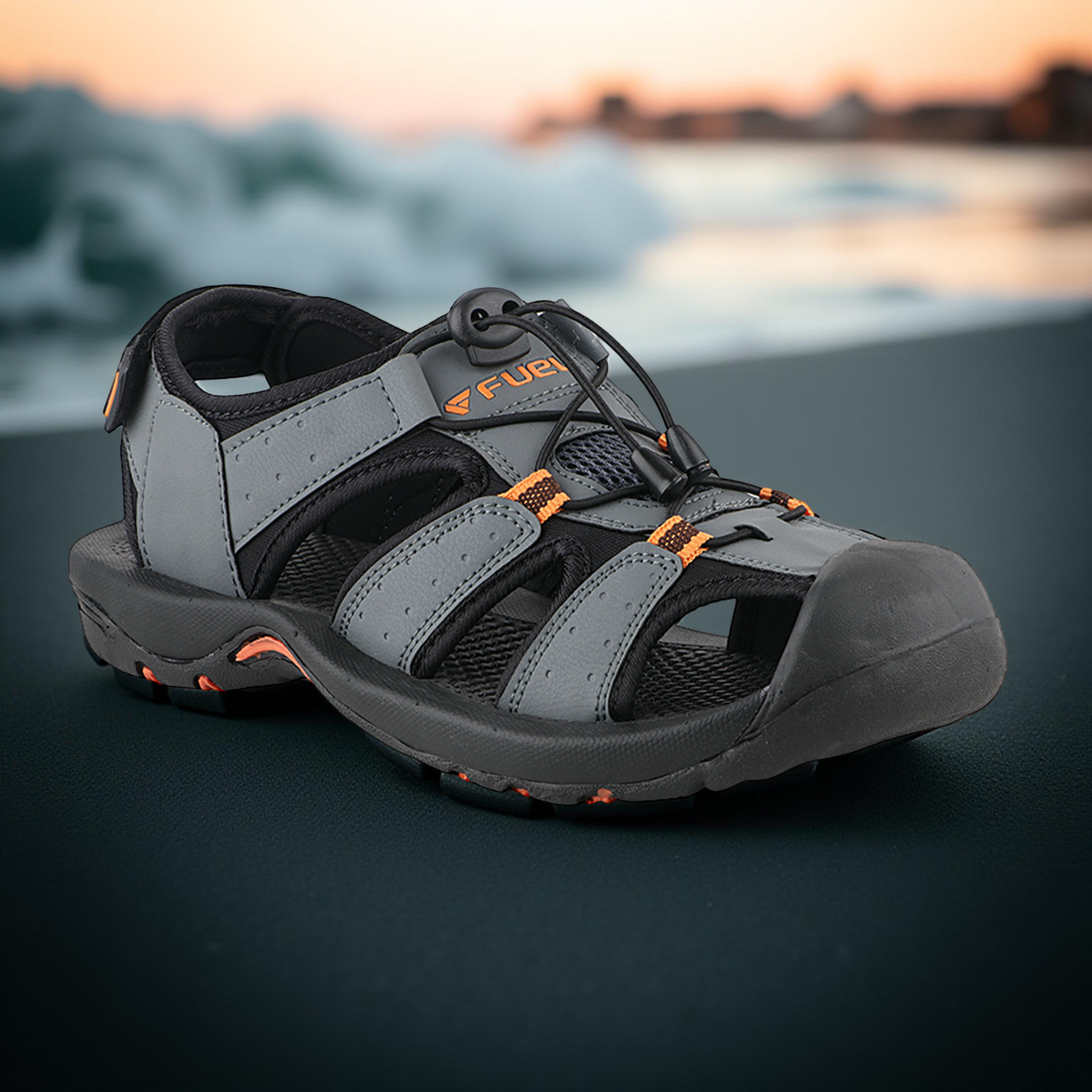 FUEL Soldier-02 Flexible Fisherman Sandals for Men in Comfortable & Breathable Casual Sandals in Protective Bump Toe with Anti-Skid Outdoor & Sports Footwear