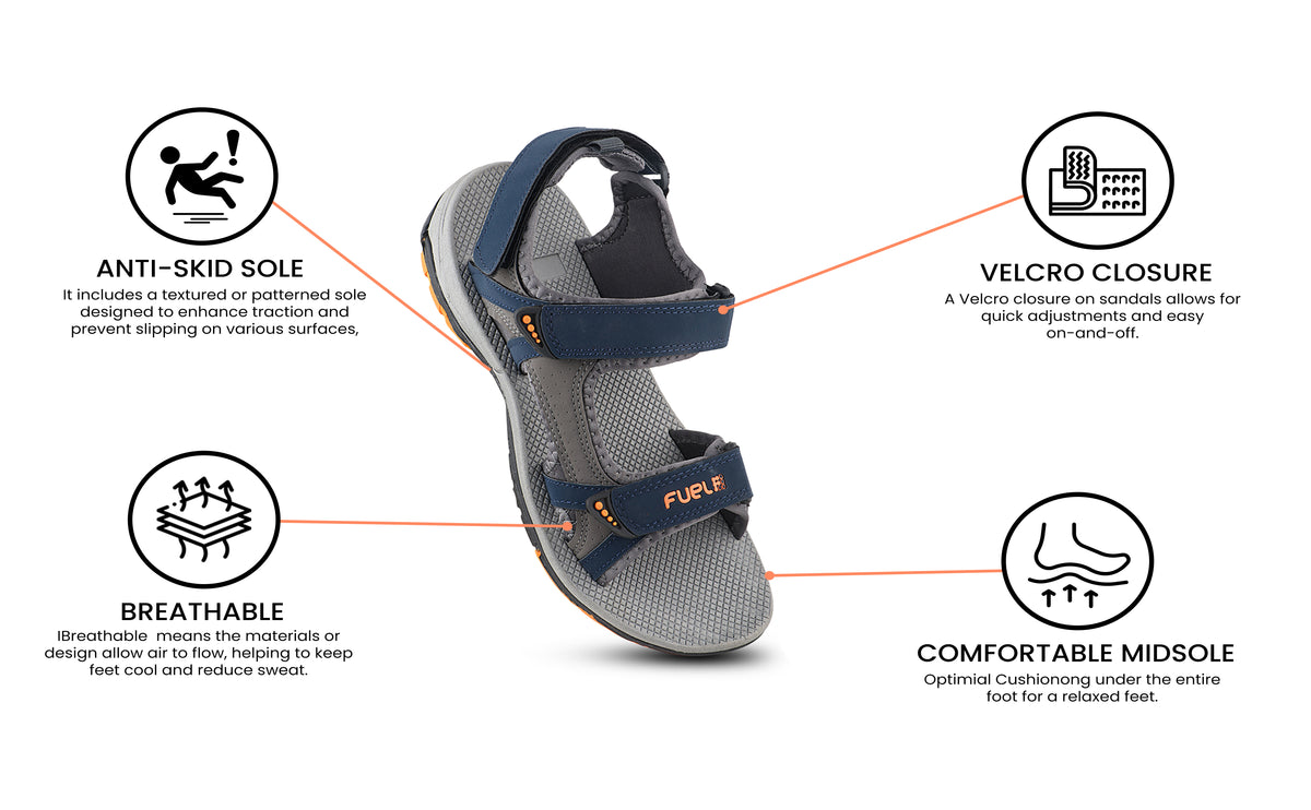FUEL Splendor Comfortable Sandals For Men's (Navy)