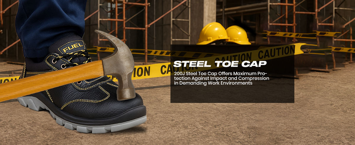 FUEL Reevon-01 Fabric Upper with Nitrile Rubber Sole Safety Shoes in 200J Composit Toe Cap (Black)