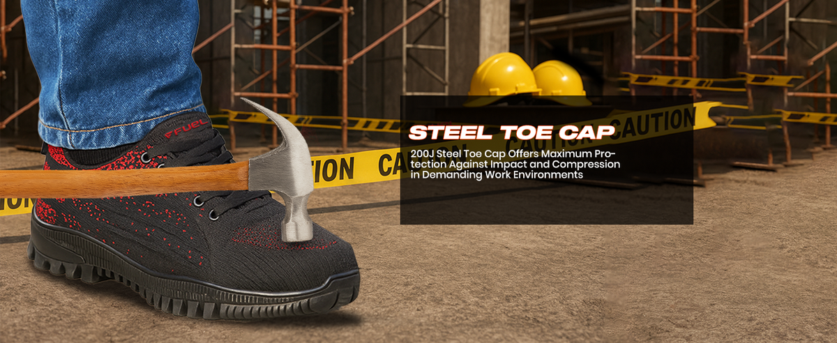 FUEL Trendy Strong Knitted Fabric with Rubber Sole Safety Shoes with Metallic toe cap (200J)