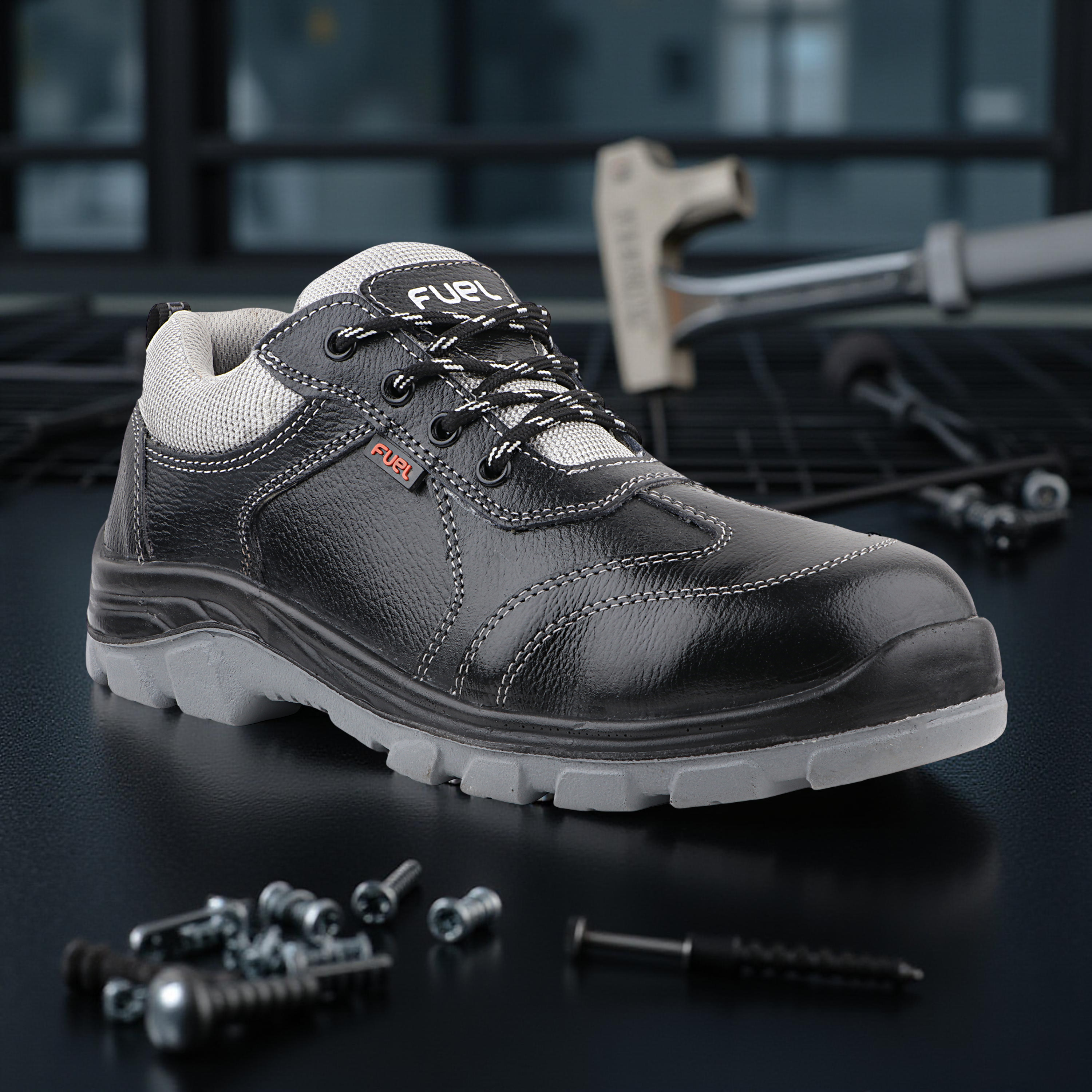 FUEL Stroid-DD Safety Shoes for Men Industrial PU Single Density Sole, 200J Steel Toe, Energy Absorption (Sizes -6UK - 11UK/India)