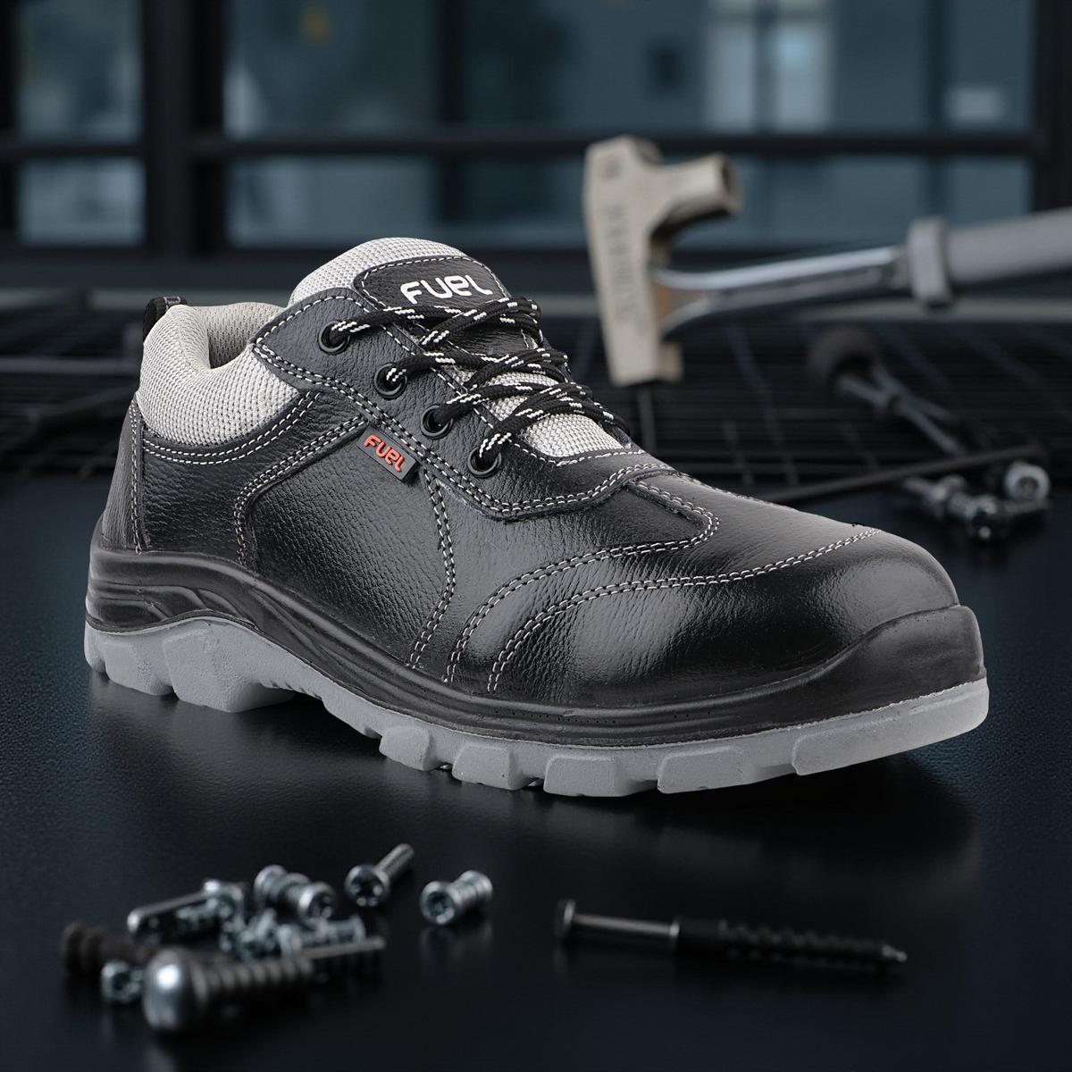 FUEL Stroid-DD Safety Shoes for Men Industrial PU Single Density Sole, 200J Steel Toe, Energy Absorption (Sizes -6UK - 11UK/India)