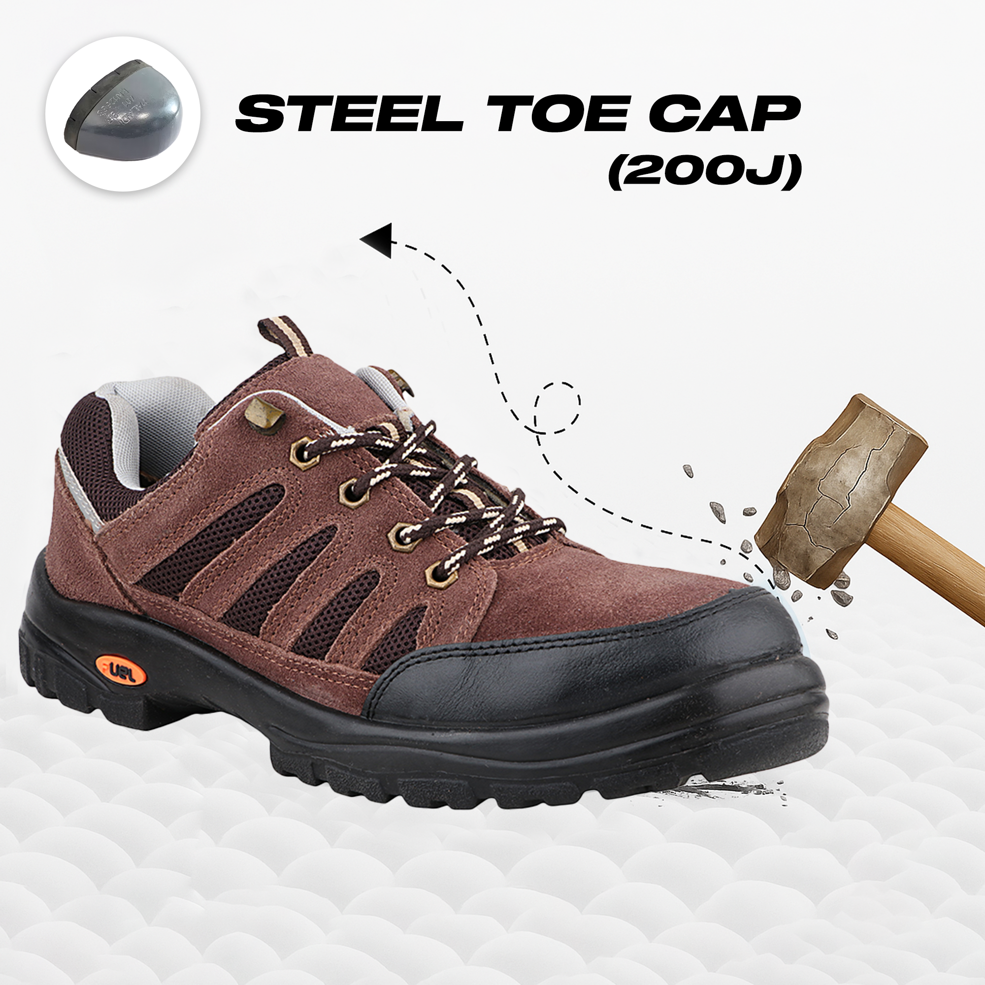 FUEL Torpedo Industrial Safety Shoes for Men in PU Single Density with 200J Metallic Toe Cap