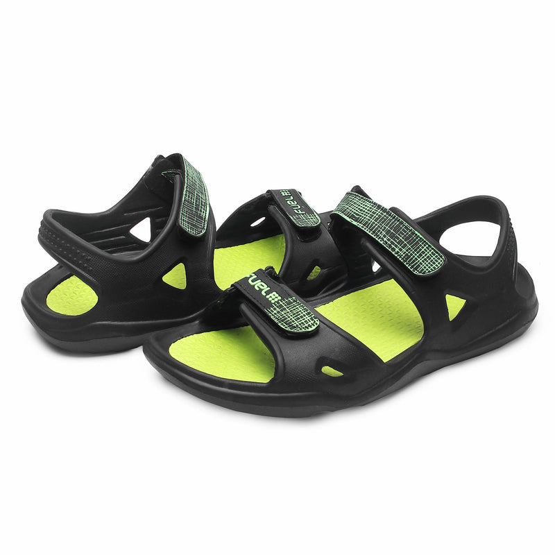 FUEL Jacob Black P.Green Men’s Sandal For Dailywear| Lightweight, Anti skid,Soft, Flexible,Breathable, Casual Male Footwear| Comfortable Gents Stylish Outdoor Sandals & Orthotic Technology