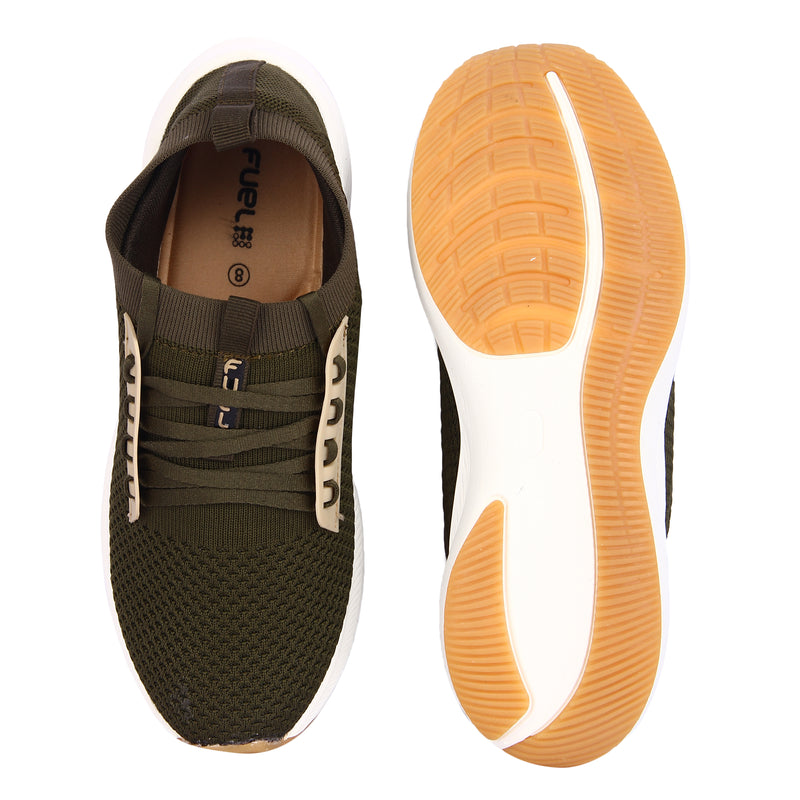 FUEL Morgan Olive Honey Men's Sports Shoes for Walking/Running | Comfortable, Lightweight & Breathable, Dailywear | Gents Stylish Footwear & Orthotic Technology