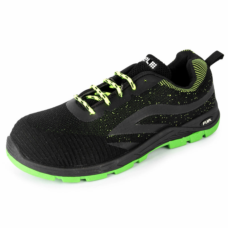 FUEL Jordan-L/C Green Black  Men's Steel Toe Safety Shoes/Light Weight & Orthopedic Memory Foam Insole, Industrial Work Construction Use/Comfortable & Stylish