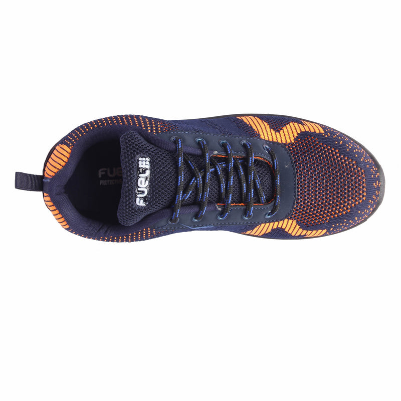 FUEL Jordan-3 Orange Blue Men's Steel Toe Safety Shoes/Light Weight & Orthopedic Memory Foam Insole, Industrial Work Construction Use/Comfortable & Stylish
