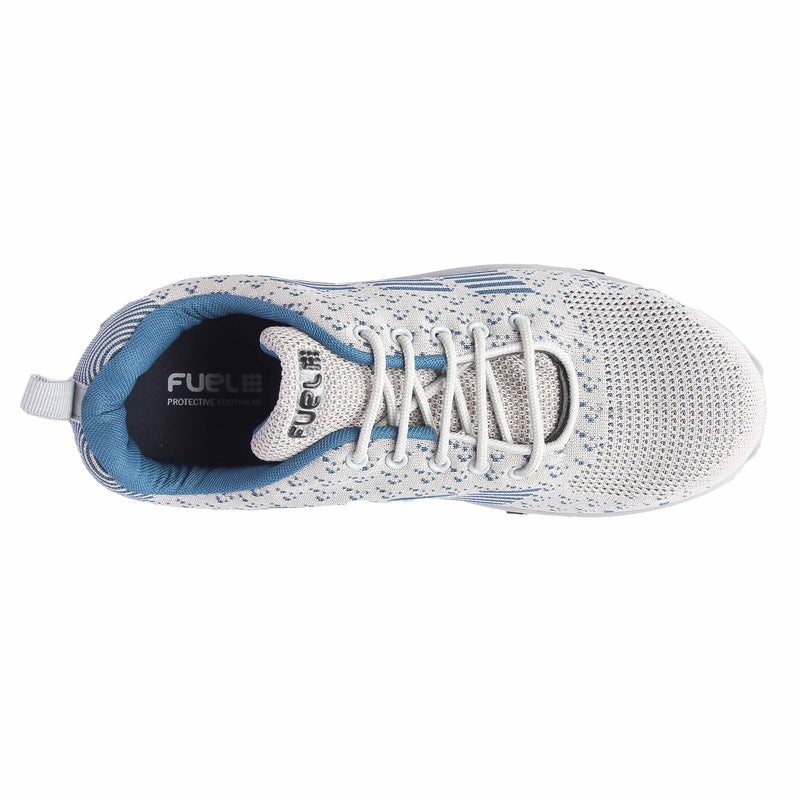 FUEL Jordan-L/C Grey Blue Men's Steel Toe Safety Shoes/Light Weight & Orthopedic Memory Foam Insole, Industrial Work Construction Use/Comfortable & Stylish