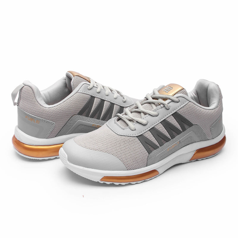 FUEL Polo Grey Gold Men's Sneakers for Walking/Running | Comfortable, Lightweight & Breathable, Dailywear | Gents Stylish Footwear