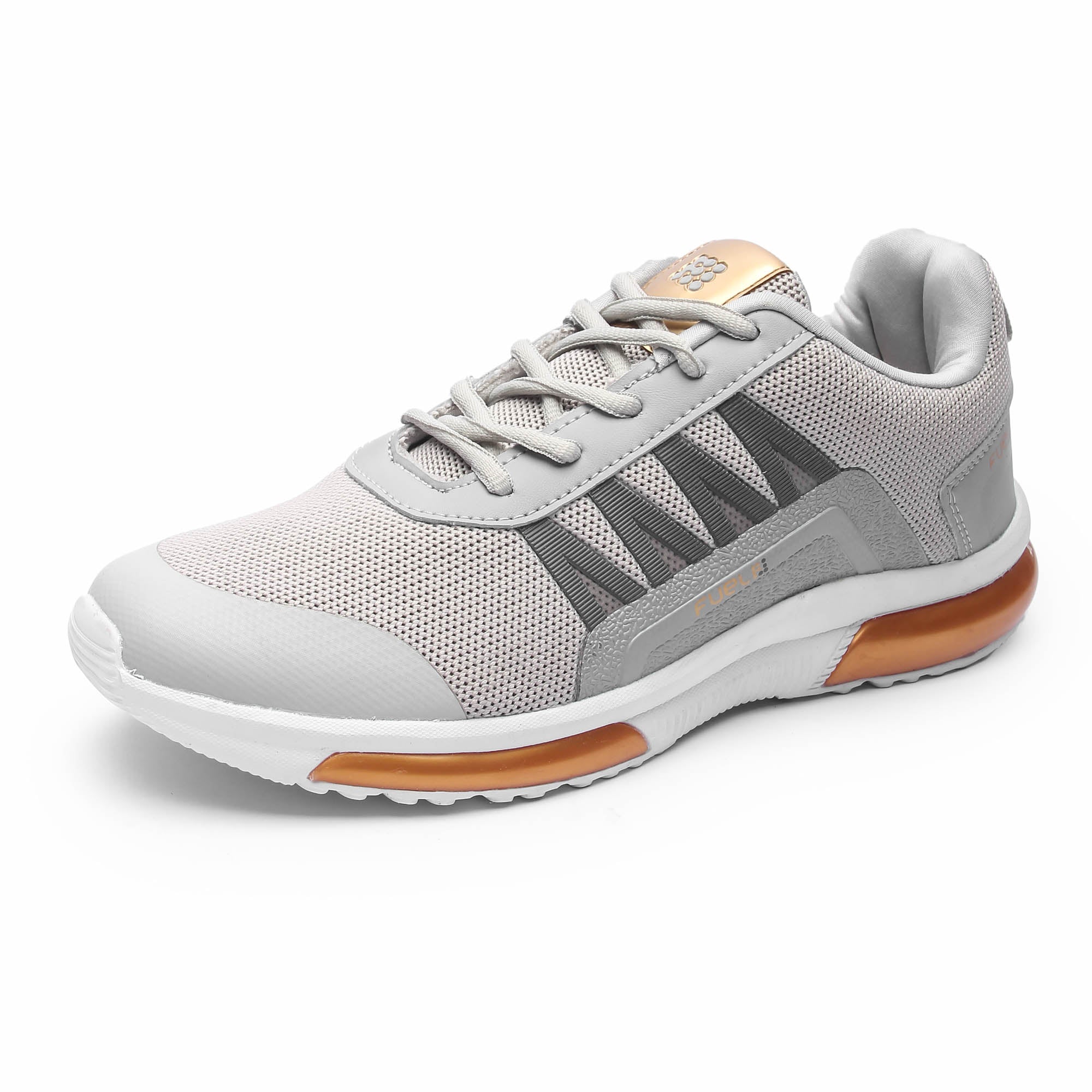 FUEL Polo Grey Gold Men's Sneakers for Walking/Running | Comfortable, Lightweight & Breathable, Dailywear | Gents Stylish Footwear