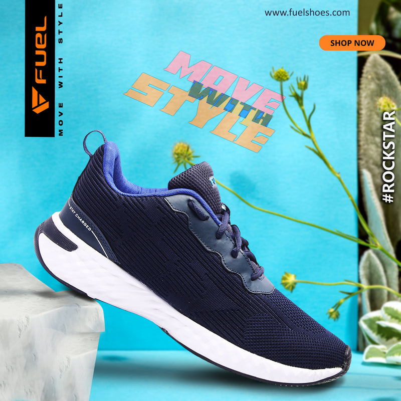 FUEL Rockstar Neavy Sky Men's Sneakers for Walking/Running | Comfortable, Lightweight & Breathable, Dailywear | Gents Stylish Footwear & Orthotic Technology